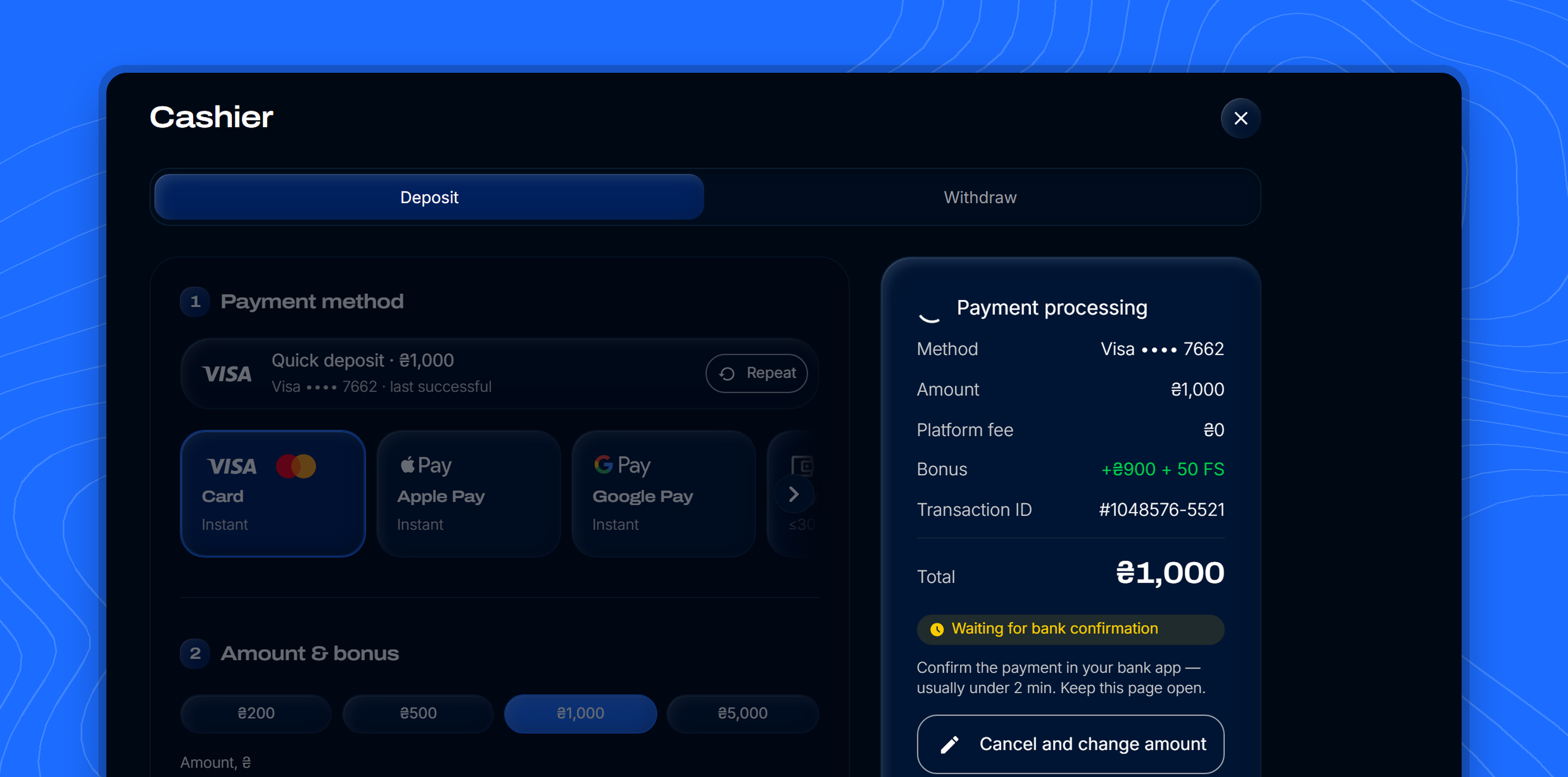 Payment processing state